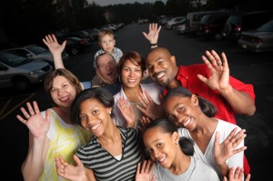 Happy diverse family